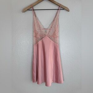 Victoria’s Secret Blush Pink Satin Lace Mini Slip Chemise Lingerie Medium 2019